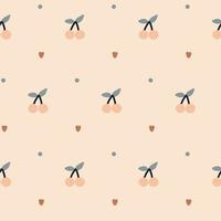 Boho modern minimalist pattern newborn cherry hearts dots. Baby Shower Scandinavian pastel wallpaper. Textile fabric design for kids. Flat bohemian vector neutral background paper