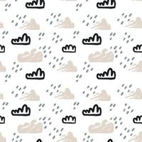 Naive abstract pattern cloud rain. Baby Shower Scandinavian pastel wallpaper. Textile fabric design for kids. Flat bohemian vector neutral background paper