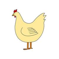 Linda gallina de granja aislada sobre fondo blanco. ilustración vectorial de pollo vector