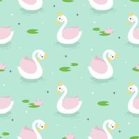 Seamless pattern with princess white swan. vector