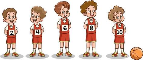 vector illustration of kids basketball team