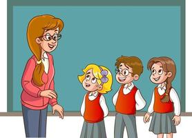 Teacher teaching students in classroom illustration vector