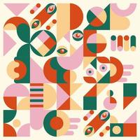 Floating Eyes Geometric Abstract Background Design. Suitable for Background, wallpaper, wall decoration, backdrop, ornament, cover, web design, template, book cover, etc. vector