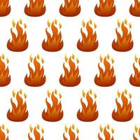 Seamless pattern with fire flame on white background. Vector illustration.