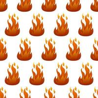 Seamless pattern with fire flame on white background. Vector illustration.