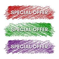 Special offer banner. Set of three sale banners on the colorful painted spots. Vector illustration