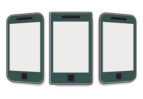 Mobile phone with a clean screen at different angles. Vector illustration