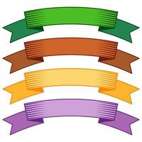 Set of four multicolor ribbons and banners for web design. Great design element isolated on white background. Vector illustration.