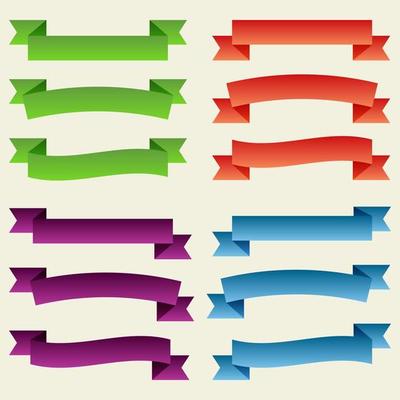 Set of Colorful Empty Ribbons And Banners. Ready for Your Text or Design. Isolated vector illustration.