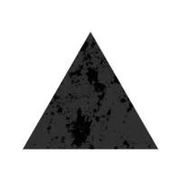 Scratched triangle. Dark figure with distressed grunge texture isolated on white background. Vector illustration.