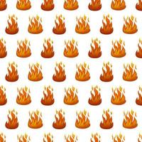 Seamless pattern with fire flame on white background. Vector illustration.