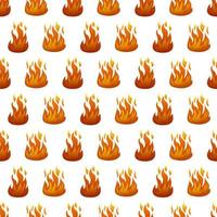 Seamless pattern with fire flame on white background. Vector illustration.