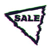 Distorted glitch sale banner with error effect on the edges and in text. Vector illustration.