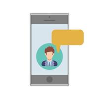 Text message. SMS from a man to a mobile device. People icon in flat style. Vector illustration