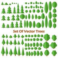 Set Of Flat Vector Trees. Forest elements. Nature collection.
