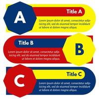 conjunto de tres banners de opciones de colores horizontales. plantilla de diseño infográfico paso a paso. ilustración vectorial vector