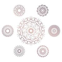 Set of seven geometric circular elements. Vector monogram on white background. Vector illustration