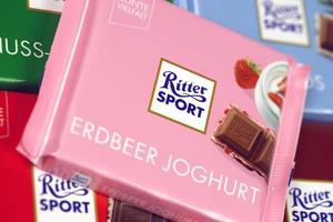 KHARKOV. UKRAINE - MAY 17, 2022 Ritter Sport chocolate product. Ritter Sport was founded in 1912 in Stuttgart-Bad Cannstatt, Germany photo