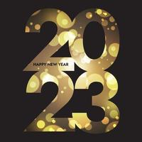 Happy New Year background with gold bokeh lights design vector