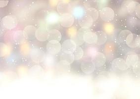 christmas background with snow and bokeh lights design vector