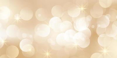 Golden Christmas banner design with bokeh lights and stars vector