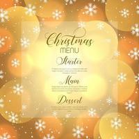 christmas menu background with bokeh lights and snowflakes design vector
