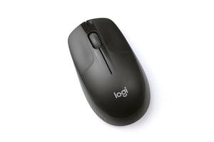 KHARKOV, UKRAINE - MAY 5, 2022 Logitech wireless mouse on white background. Logitech is a Swiss multinational manufacturer of computer peripherals photo
