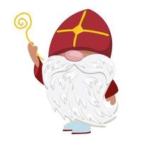 S t. cita del día de nicholas con un lindo gnomo con una gorra roja. víspera de sinterklaas. vector