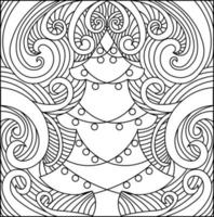 Christmas coloring book. Christmas tree coloring page. Snowflakes and Christmas trees. vector