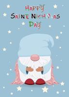 Saint Nicholas Day postcard. Angel Helper of St. Nicholas. vector