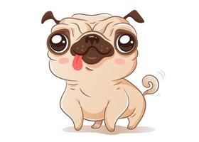 pug en estilo kawaii vector