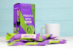 KHARKOV, UKRAINE - MAY 5, 2022 Pack of TET Matcha latte vanilla tea sticks. True english tea manufactured by Sun Generation ltd in UK photo