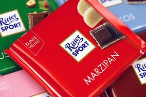 KHARKOV. UKRAINE - MAY 17, 2022 Ritter Sport chocolate product. Ritter Sport was founded in 1912 in Stuttgart-Bad Cannstatt, Germany photo