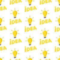 Concept idea, lamp creative sign, innovation. Simple business seamless pattern with lightbulb, concept for project management, marketing, creativity. Vector isolated illustration.