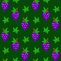 Colorful cartoon grapes fruit seamless pattern. Doodle simple vector juicy food. Juice packaging design. Summer fabric print template.