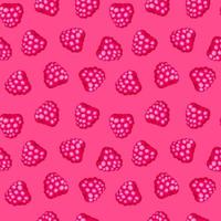 Colorful cartoon raspberry fruit seamless pattern isolated on white background. Doodle simple vector juicy food. Juice packaging design. Summer fabric print template.