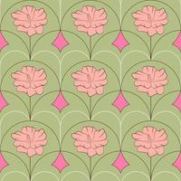 Floral seamless pattern with rose flower. Botanical fabric print template. Vector illustration with blue line art flowers in a row. Venetian or damasc wallpaper design.