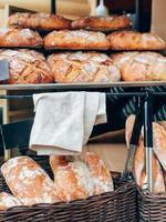 Bakery with assortment of healthy rustic bread photo