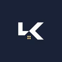 logotipo inicial de la letra lk home vector