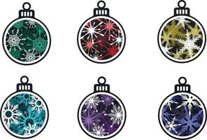 3D Christmas decorations in the form of balls with a volumetric design of snowflakes vector