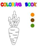 libro para colorear con una zanahoria.un juego de rompecabezas para la educación infantil y actividades al aire libre vector