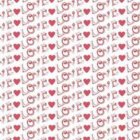 tarjeta de felicitación del día de san valentín con palabras repetidas amor y corazones vector