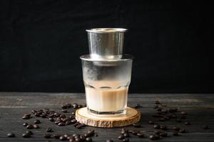Hot milk coffee dripping in Vietnam style photo