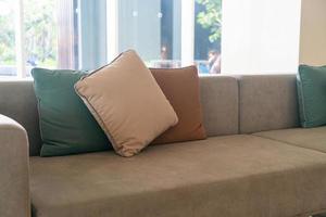 close-up comfortable pillows on sofa photo