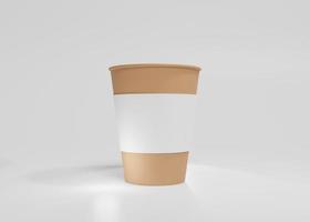 Paper coffee cup mockup recyclable cardboard cup with light grey backdrop photo