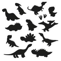 conjunto de silueta de dinosaurio vector