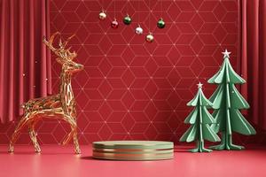 Merry Christmas event product display podium with decoration background 3d rendering photo