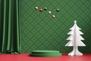 Merry Christmas event product display podium with decoration background 3d rendering photo