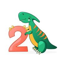 Cute dinosaur cartoon numbers. vector