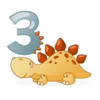 Cute dinosaur cartoon numbers. vector